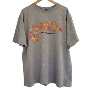 Y2K Harley Davidson Tee Tshirt Graphic Logo Sz 2XL Grey Georgia